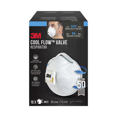 3M™ Cool Flow™ Stofmasker 8822, FFP2, met ventiel, 10/verpakking