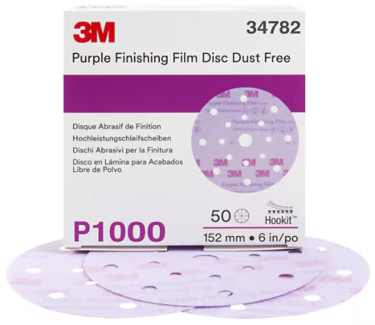 3M™ Hookit™ Purple Finishing Film Schuurschijf 260L, 150 mm, 17 Gaten, P1000, 34782