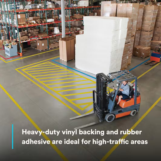 3M™ Durable Floor Marking Tape 971L, Blue, 76.2 mm x 33 m, 0.43 mm, Individually Wrapped Conveniently ...