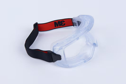 3M™ GoggleGear™ Ruimzichtbril 3000-serie, PVC-montuur, heldere Scotchgard™ AF-lens, premium stoffen band, GG3101-SGAF EU