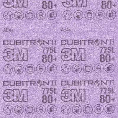 3M™ Cubitron™ II Stikit™ Film Sheet 775L, 80+ grit, 3MIL thickness, 300 mm x 350 mm, 30 sheets/pack, 150 packs/case