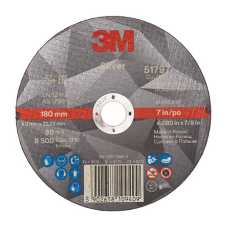 3M™ Silver Cut-Off Wheel, T41, 180 mm x 2 mm x 22.23 mm