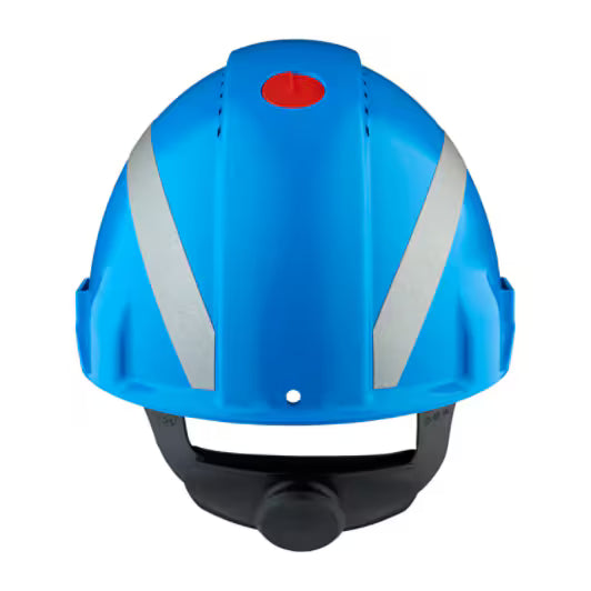 3M™ Safety Helmet, Uvicator, ratchet adjustment, ventilation, reflective, plastic sweatband, blue, G3000NUV-R-BB