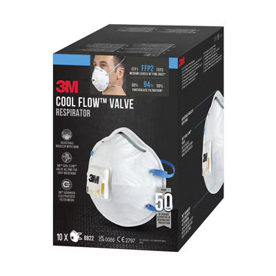 3M™ Cool Flow™ Stofmasker 8822, FFP2, met ventiel, 10/verpakking