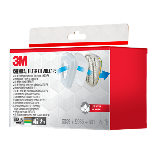 3M™ Filterset 6004-1, ABEK1P3 combinatiefilters (2x6059, 2x5935, 2x501)