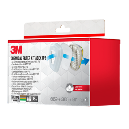 3M™ Filterset 6004-1, ABEK1P3 combinatiefilters (2x6059, 2x5935, 2x501)