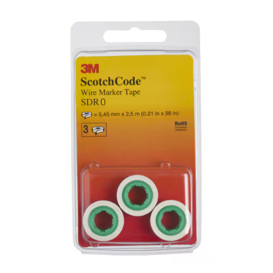 3M™ ScotchCode™ SDR-0 Kabelmarkering Navulrollen, Nummer "0", 3x Blisterverpakking