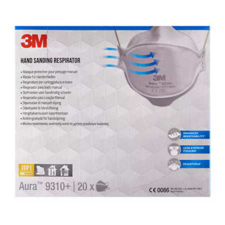 3M™ Aura™ Comfort stofmasker 9310+, FFP1, zonder ventiel, 20/verpakking