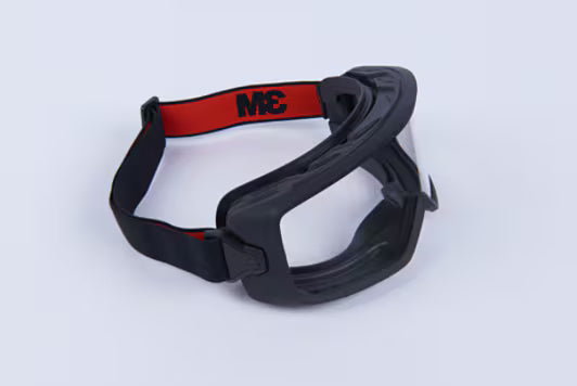 3M™ GoggleGear™ Ruimzichtbril 3000-serie, TPV-montuur, heldere Scotchgard™ AF-lens, premium stoffen band, GG3301-SGAF EU