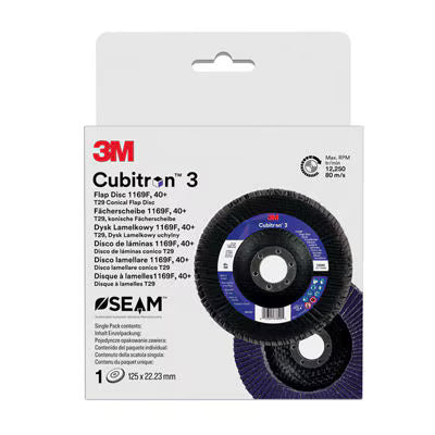 3M™ Cubitron™ 3 Lamellenschijf 1169F, 40+, T29-Conical, 125 mm x 22.23 mm, 1/Pack, 10 ea/Case, Sample Pack