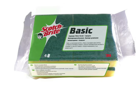 Scotch-Brite® Basic scouring pad with nail protection, 4 per pack