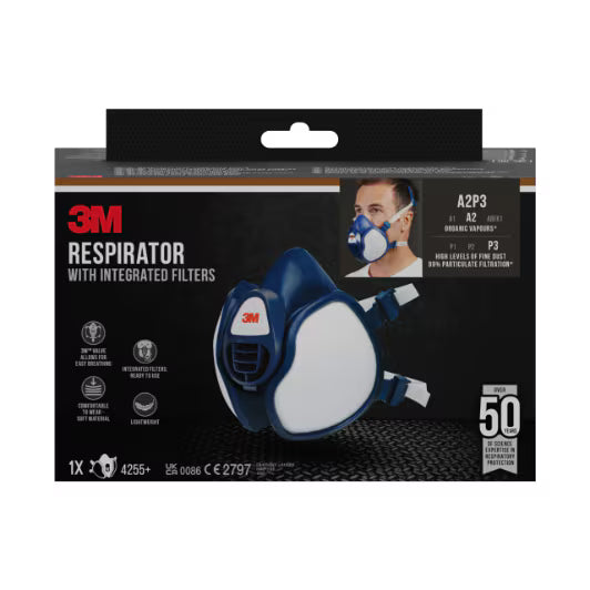 3M™ Face Mask with Integrated Filters 4255+, A2P3 organic vapors