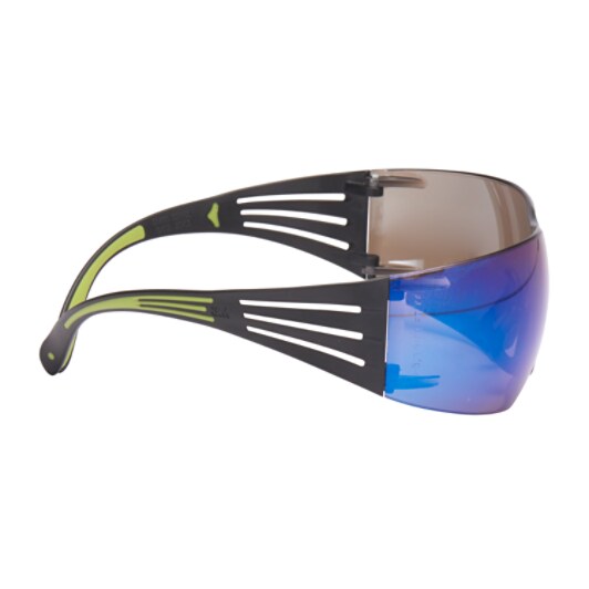 3M™ SecureFit™ 400 Veiligheidsbril, zwart/groen montuur, krasbestendige, spiegelende blauwe lenzen, SF408AS-EU