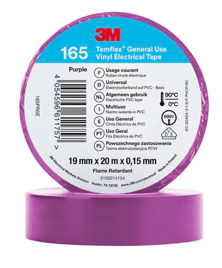 3M™ Temflex™ Vinyl isolatietape 165, Paars, 19 mm x 20 m