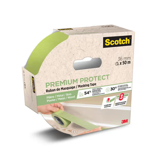 Scotch® Premium Protect Maskeertape, 36 mm x 50 m, 70% PEFC, SGSCH-PEFC-COC-110078