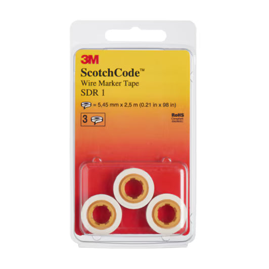 3M™ ScotchCode™ SDR-1 Kabelmarkering Navulrollen, Nummer "1", 3x Blisterverpakking