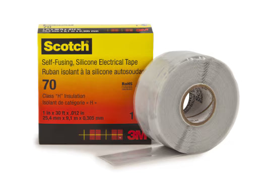 Scotch® 70 Siliconenrubberband, zelffuserend, Lichtgrijs, 25 mm x 9 m, 0,3 mm