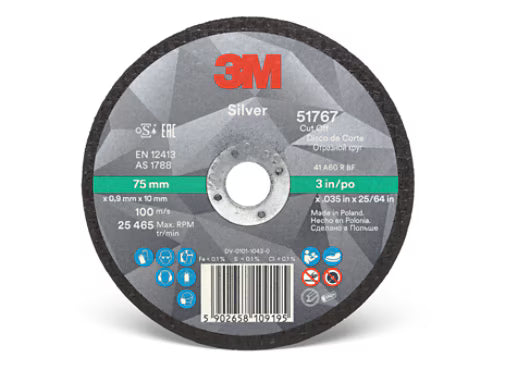 3M™ Silver Doorslijpschijf, T41, 75 mm x 0.9 mm x 10 mm