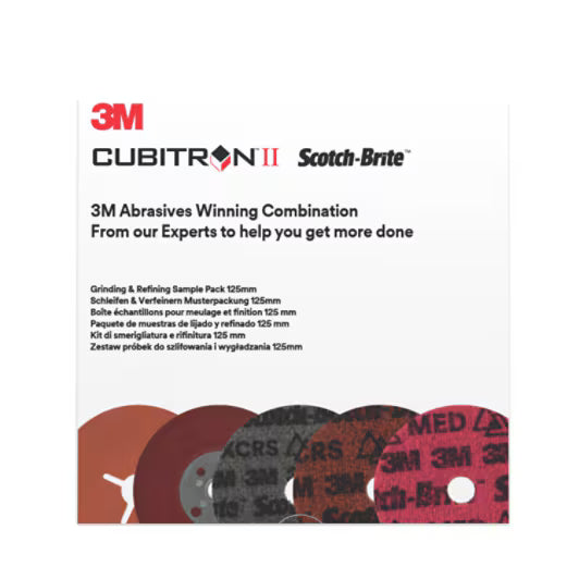 3M™ Slijp- en Verfijningsset, inclusief 125 mm 787C en PN-DH schijf, met 1 hoogwaardige geribbelde steunschijf, Sample