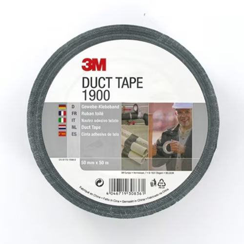 3M™ Economy Duct Tape 1900, Black, 50 mm x 50 m, 0.17 mm