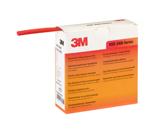 3M™ HSR 3000 Dunwandige Warmtekrimpkousbuis op Minirol, Rood, 18/6 mm, 5 m, Dispenserdoos