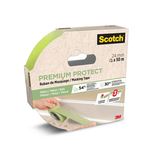Scotch® Premium Protect Maskeertape, 24 mm x 50 m, 70% PEFC, SGSCH-PEFC-COC-110078