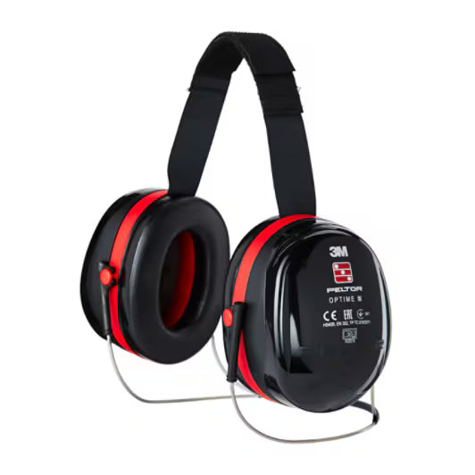3M™ PELTOR™ Optime™ III Hearing Protectors, black/red, neckband, H540B-412-SV