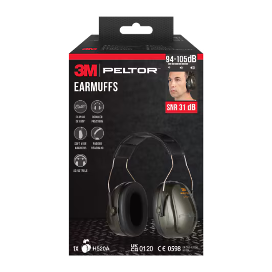 3M™ PELTOR™ Optime™ II Gehoorkap H520A, SNR-waarde 31 dB, groen
