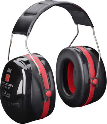 3M™ PELTOR™ Optime™ III Hearing Protectors, black/red, headband, H540A-411-SV