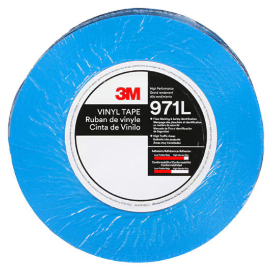 3M™ Durable Floor Marking Tape 971L, Blue, 76.2 mm x 33 m, 0.43 mm, Individually Wrapped Conveniently ...