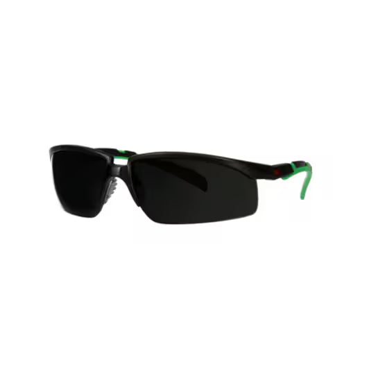 3M™ Solus™ 2000 Veiligheidsbril, zwart/groen frame, antikras+ (K), IR 5.0 grijze lenzen, S2050ASP-BLK, 20/doos