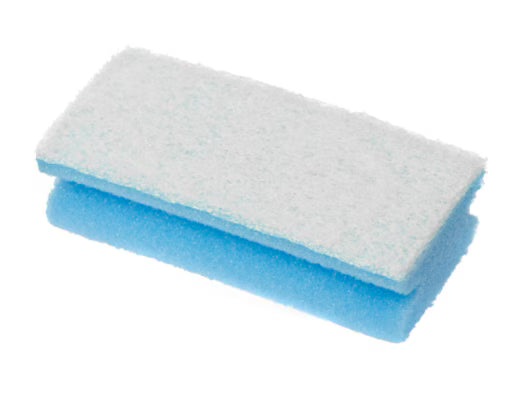 Scotch-Brite™ Synthetic Sponge with Handle 105, Blue/White, 70 mm x 130 mm, 10/Pack