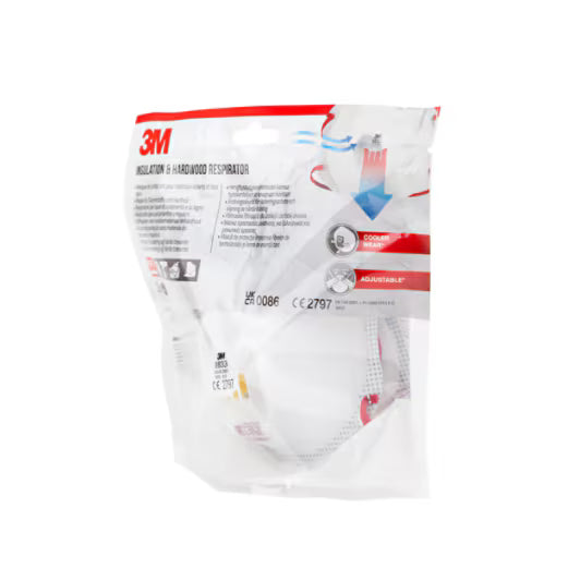3M™ Stofmasker voor isolatiemateriaal en hardhout 8833C2, FFP3, met ventiel, 2/Pak