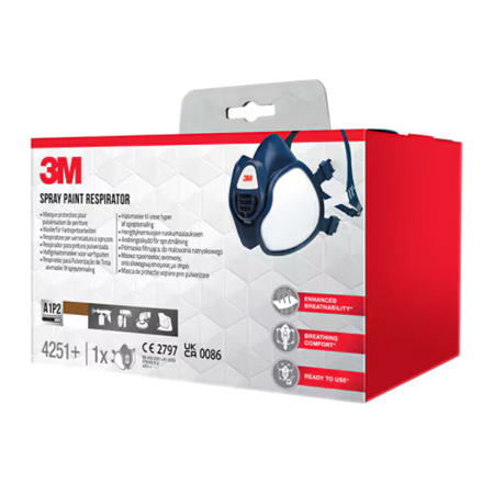 3M™ Maintenance Free Half Mask Respirator, 4251+, FFA1P2R D Filters, 1/PCK, 4PCK/CV