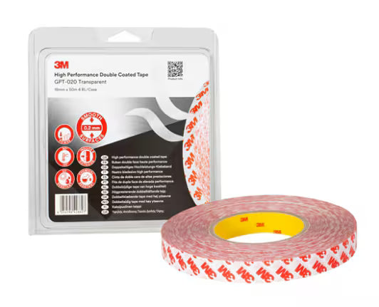 3M™ Double-Sided Tape GPT-020, Transparent, 19 mm x 50 m, 0.2 mm