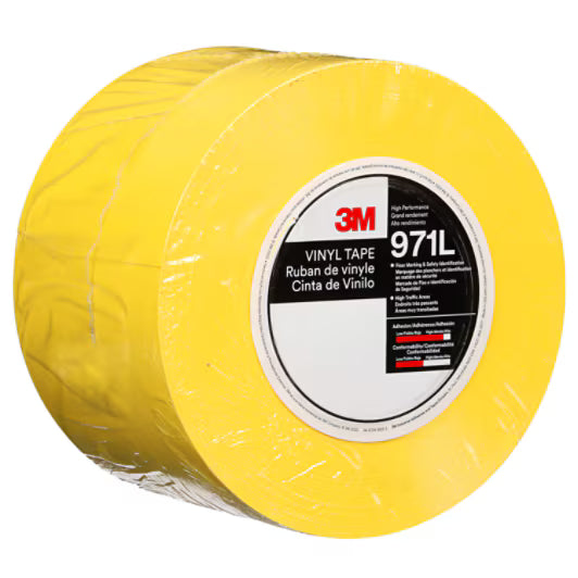 3M™ Durable Floor Marking Tape 971L, Yellow, 101.6 mm x 33 m, 0.43 mm, Individually Wrapped Conveniently ...
