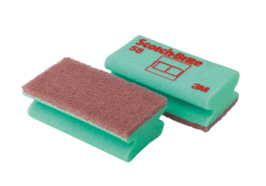 Scotch-Brite™ Schuursponzen voor Delicate Oppervlakken 58, Beige/Groen, 70 mm x 130 mm, 10/Pak