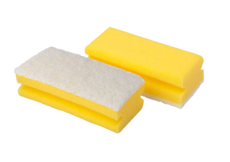 Scotch-Brite™ Synthetische spons met handgreep 107, Geel/Wit, 70 mm x 130 mm, 10/Pak