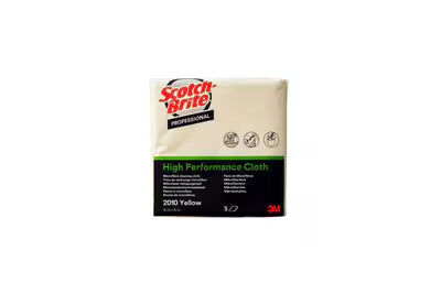 Scotch-Brite™ High Performance Microfiber Cloth 2010, Yellow, 360 mm x 360 mm, 5/Pack, 10 Packs/Box