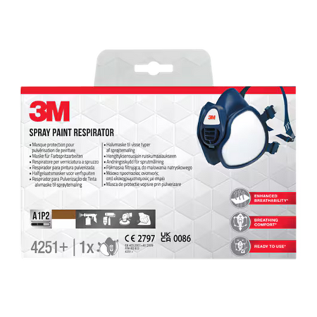 3M™ Maintenance Free Half Mask Respirator, 4251+, FFA1P2R D Filters, 1/PCK, 4PCK/CV