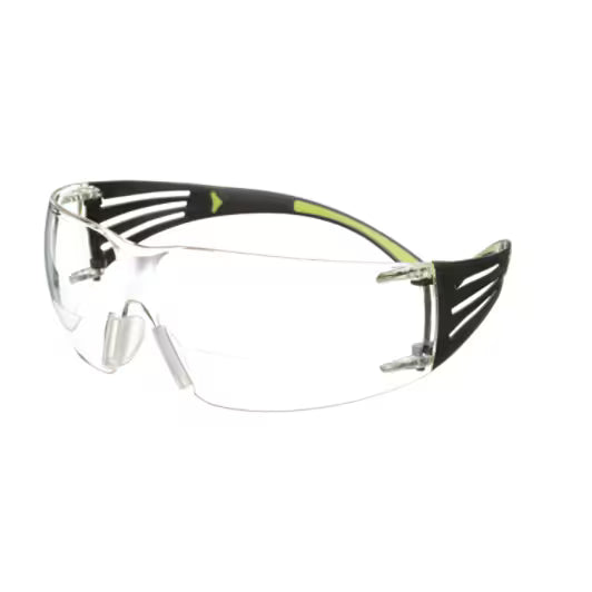 3M™ SecureFit™ 400 Safety Reading Glasses, black/green frame, anti-scratch/anti-fog, clear +2.0 lenses, SF420AS/AF-EU, 20/box