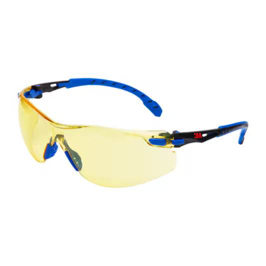 3M™ Solus™ 1000 Safety Glasses, blue/black frame, Scotchgard™ anti-fog and scratch-resistant coating (K&amp;N), amber lenses, S1103SGAF-EU, 20/box