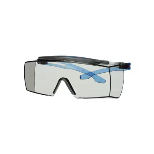 3M™ SecureFit™ 3700 Overzetbril, blauwe veren, wenkbrauwbescherming, Scotchgard™ anticondens (K&N), lichtgrijze lens voor binnen/buiten, SF3707XSGAF-BLU-EU, 20/doos