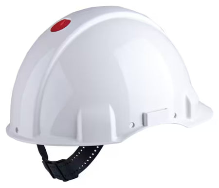 3M™ Safety Helmet, Uvicator, Pinlock, Non-ventilated, 1000V Dielectric, Leather Sweatband, White, G3001DUV1000V-VI