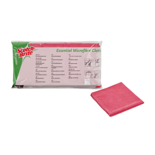 Scotch-Brite™ 2012 Essential Microfiber Cleaning Cloths, Red, 360 mm x 360 mm