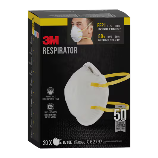 3M™ Stofmasker 8710E, FFP1, zonder ventiel, 20/verpakking
