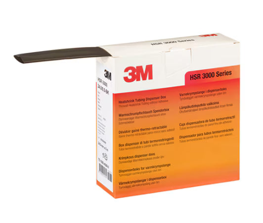 3M™ HSR 3000 Dunwandige Warmtekrimpkousbuis op Minirol, Zwart, 18/6 mm, 5 m, Dispenserdoos