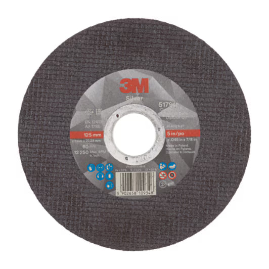 3M™ Silver Cut-Off Wheel, T41, 125 mm x 1 mm x 22.23 mm