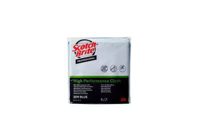 Scotch-Brite™ High Performance Microfiber Cloth 2011, Blue, 360 mm x 360 mm, 5/Pack, 10 Packs/Box