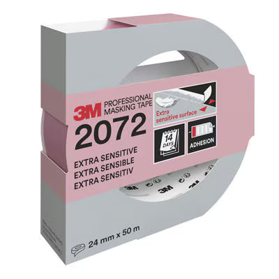 3M™ Professional Masking Tape 2072, extra sensitive, pink, 24 mm x 50 m, 1 roll/pack